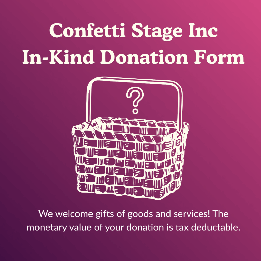 in kind donation form confetti stage